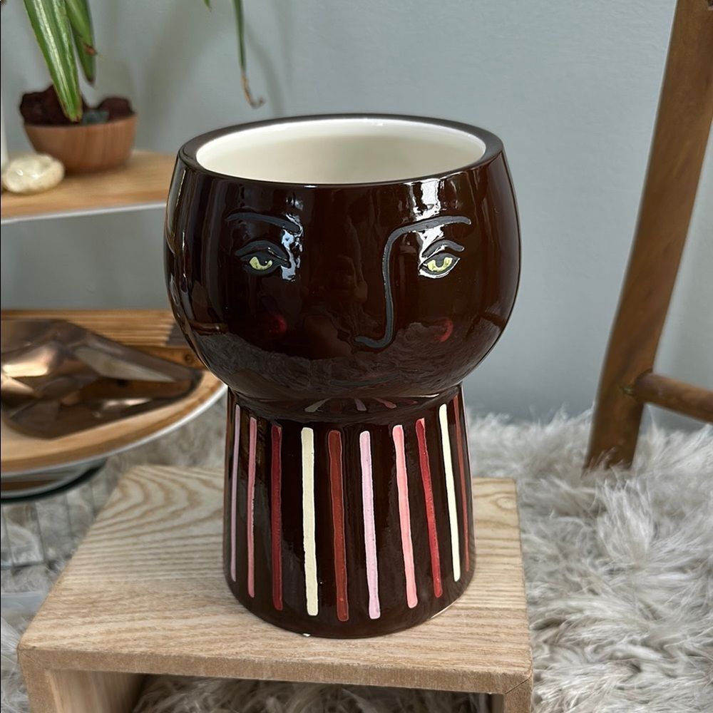 Target Threshold Brown Ceramic Face Planter 2024 New With Tags See Description*
